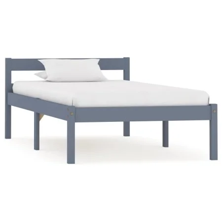 Estructura de cama de madera maciza de pino gris 90x200 cm de vidaXL, Camas y somieres - Ref: Foro24-283196, Precio: 94,90 €,...