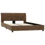 Brown artificial suede leather bed frame 120x200 cm by vidaXL, Beds and slatted bases - Ref: Foro24-284890, Price: 150,50 €, ...