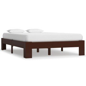 Estructura de cama madera maciza pino marrón oscuro 140x200 cm