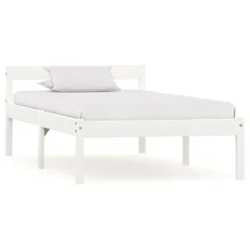 Massives Bettgestell aus weißem Kiefernholz, 100 x 200 cm von vidaXL, Betten und Lattenroste - Ref: Foro24-283185, Preis: 99,...