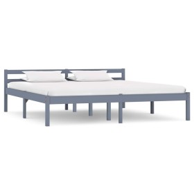 Estructura de cama de madera maciza de pino gris 180x200 cm