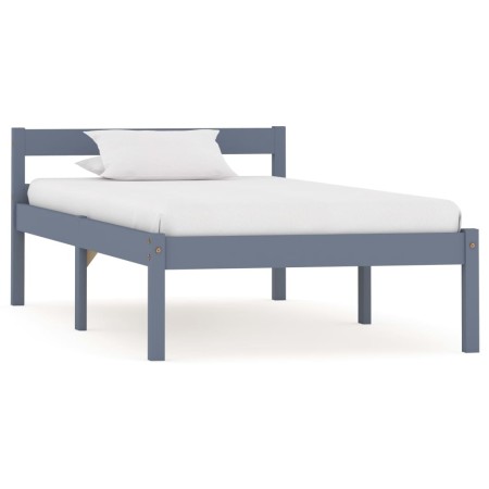 Solid gray pine wood bed frame 100x200 cm by vidaXL, Beds and slatted bases - Ref: Foro24-283197, Price: 66,99 €, Discount: %
