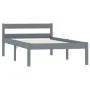 Solid gray pine wood bed frame 100x200 cm by vidaXL, Beds and slatted bases - Ref: Foro24-283197, Price: 66,32 €, Discount: %