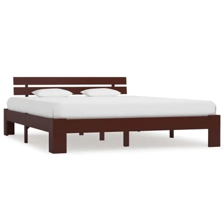 Dark brown solid pine wood bed frame 180x200 cm by vidaXL, Beds and slatted bases - Ref: Foro24-283177, Price: 132,59 €, Disc...
