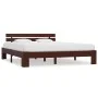 Dark brown solid pine wood bed frame 180x200 cm by vidaXL, Beds and slatted bases - Ref: Foro24-283177, Price: 132,59 €, Disc...