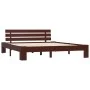 Dark brown solid pine wood bed frame 180x200 cm by vidaXL, Beds and slatted bases - Ref: Foro24-283177, Price: 132,59 €, Disc...