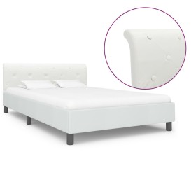 Estructura de cama de cuero sintético blanco 140x200 cm