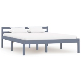 Solid gray pine wood bed frame 140x200 cm by vidaXL, Beds and slatted bases - Ref: Foro24-283199, Price: 122,78 €, Discount: %