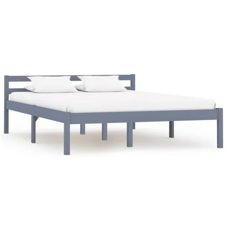 Bettgestell aus massivem, grauem Kiefernholz, 140 x 200 cm von vidaXL, Betten und Lattenroste - Ref: Foro24-283199, Preis: 12...