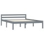 Solid gray pine wood bed frame 140x200 cm by vidaXL, Beds and slatted bases - Ref: Foro24-283199, Price: 122,78 €, Discount: %