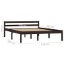 Dark brown solid pine wood bed frame 120x200 cm by vidaXL, Beds and slatted bases - Ref: Foro24-283204, Price: 133,96 €, Disc...