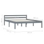 Solid gray pine wood bed frame 140x200 cm by vidaXL, Beds and slatted bases - Ref: Foro24-283199, Price: 122,78 €, Discount: %
