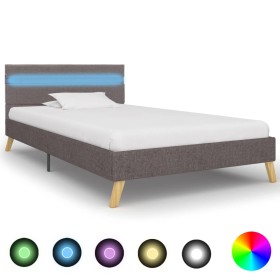 Estructura de cama con LED tela gris claro 100x200 cm