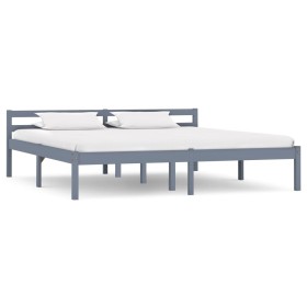 Estructura de cama de madera maciza de pino gris 160x200 cm