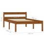 Solid pine wood bed frame honey brown 100x200 cm by vidaXL, Beds and slatted bases - Ref: Foro24-283209, Price: 77,56 €, Disc...