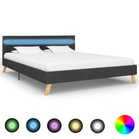 Estructura de cama con LED de tela gris oscura 120x200 cm