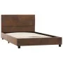Brown artificial suede leather bed frame 90x200 cm by vidaXL, Beds and slatted bases - Ref: Foro24-284780, Price: 121,63 €, D...