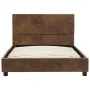 Brown artificial suede leather bed frame 90x200 cm by vidaXL, Beds and slatted bases - Ref: Foro24-284780, Price: 121,63 €, D...