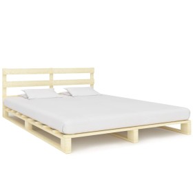 Estructura de cama de palés madera maciza de pino 140x200 cm de vidaXL, Camas y somieres - Ref: Foro24-285244, Precio: 146,53...