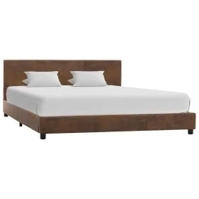 Brown artificial suede leather bed frame 120x200 cm by vidaXL, Beds and slatted bases - Ref: Foro24-284782, Price: 139,65 €, ...