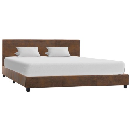 Brown artificial suede leather bed frame 120x200 cm by vidaXL, Beds and slatted bases - Ref: Foro24-284782, Price: 141,33 €, ...