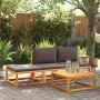 Conjunto de sofá de jardín de 4 piezas con cojines de madera de