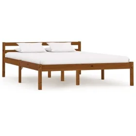 Solid pine wood bed frame honey brown 140x200 cm by vidaXL, Beds and slatted bases - Ref: Foro24-283211, Price: 133,40 €, Dis...