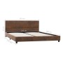 Brown artificial suede leather bed frame 120x200 cm by vidaXL, Beds and slatted bases - Ref: Foro24-284782, Price: 141,33 €, ...