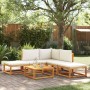 Conjunto de sofá de jardín de 6 piezas con cojines de madera de