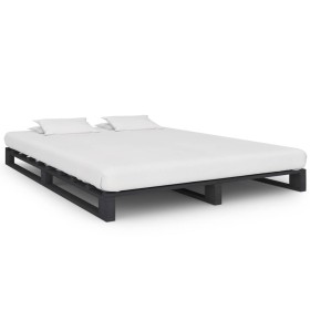 Pallet bed frame solid gray pine wood 120x200 cm by vidaXL, Beds and slatted bases - Ref: Foro24-285250, Price: 139,39 €, Dis...