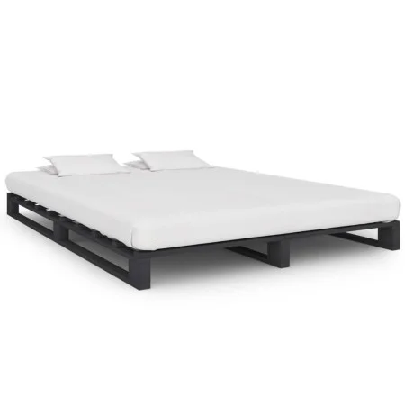 Pallet bed frame solid gray pine wood 120x200 cm by vidaXL, Beds and slatted bases - Ref: Foro24-285250, Price: 142,22 €, Dis...