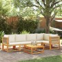 Conjunto de sofá de jardín de 6 piezas con cojines de madera de