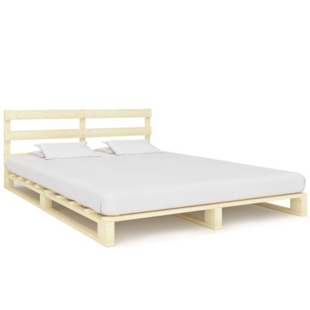Solid pine wood pallet bed frame 200x200 cm by vidaXL, Beds and slatted bases - Ref: Foro24-285247, Price: 170,14 €, Discount: %