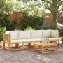 Conjunto de sofá de jardín de 4 piezas con cojines de madera de