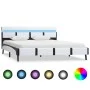 Bed frame with LED white synthetic leather 140x200 cm by vidaXL, Beds and slatted bases - Ref: Foro24-280299, Price: 160,59 €...