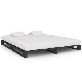Pallet bed frame solid gray pine wood 200x200 cm by vidaXL, Beds and slatted bases - Ref: Foro24-285254, Price: 161,72 €, Dis...