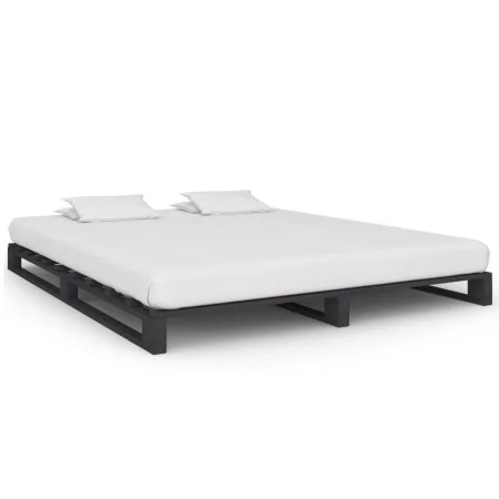 Pallet bed frame solid gray pine wood 200x200 cm by vidaXL, Beds and slatted bases - Ref: Foro24-285254, Price: 161,40 €, Dis...