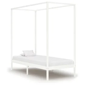 Bed frame with canopy solid white pine wood 90x200 cm by vidaXL, Beds and slatted bases - Ref: Foro24-283262, Price: 166,85 €...