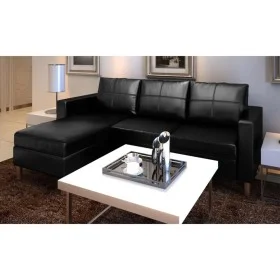 Black artificial leather 3-seater modular sofa by vidaXL, Sofas - Ref: Foro24-241979, Price: 457,08 €, Discount: %