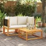 Sofás de jardín esquineros con cojines, 2 unidades, madera de