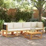 Conjunto de sofá de jardín de 4 piezas con cojines de madera de