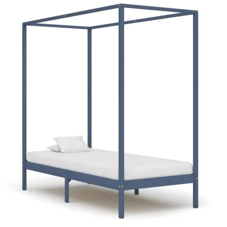 Graues Himmelbett aus massivem Kiefernholz, 100 x 200 cm von vidaXL, Betten und Lattenroste - Ref: Foro24-283275, Preis: 102,...