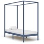 Cama con dosel de madera maciza de pino gris 100x200 cm de vidaXL, Camas y somieres - Ref: Foro24-283275, Precio: 103,39 €