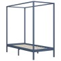 Cama con dosel de madera maciza de pino gris 100x200 cm de vidaXL, Camas y somieres - Ref: Foro24-283275, Precio: 103,39 €