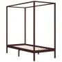 Cama con dosel madera maciza de pino marrón oscuro 100x200 cm de vidaXL, Camas y somieres - Ref: Foro24-283269, Precio: 102,8...