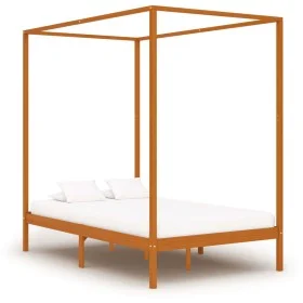 Cama con dosel de madera maciza de pino marrón miel 120x200 cm de vidaXL, Camas y somieres - Ref: Foro24-283258, Precio: 196,...