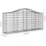 Cesta de gaviones forma arco hierro galvanizado 200x30x80/100cm