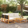 Conjunto de sofá de jardín de 5 piezas con cojines de madera de