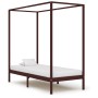 Dark brown solid pine wood canopy bed 90x200 cm by vidaXL, Beds and slatted bases - Ref: Foro24-283268, Price: 101,48 €, Disc...