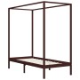 Dark brown solid pine wood canopy bed 90x200 cm by vidaXL, Beds and slatted bases - Ref: Foro24-283268, Price: 101,48 €, Disc...